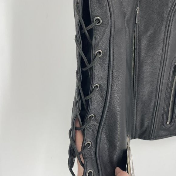Milwaukee Leather Women's Gun Pocket Side Lace Biker Style Vest Black Medium NWT - Picture 5 of 9